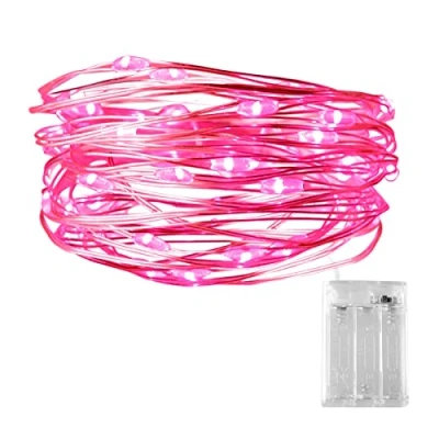 Imagen de Dalugo Guirnalda Luces Pilas, 3m 30 LED de Cadena Micro Rosado