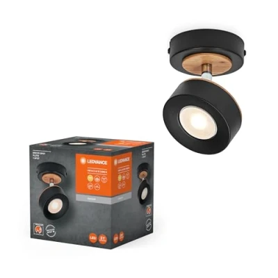 Imagen de LEDVANCE Pluto foco de pared LED, acero, madera, negro