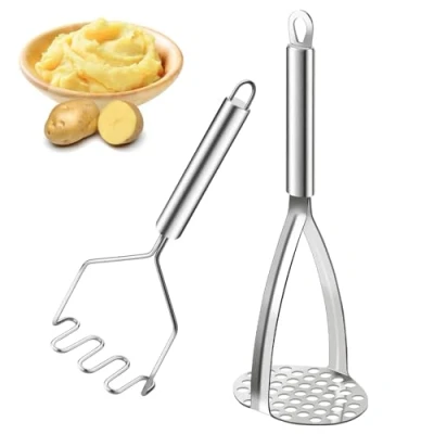 Imagen de HUDDU 2 Piezas Machacador de Patatas Acero Inoxidable Largo 27,5 cm, Máquina Trituradora Manual para Lavavajillas Verduras Patatas, Zumos Frutas, Puré Erduras