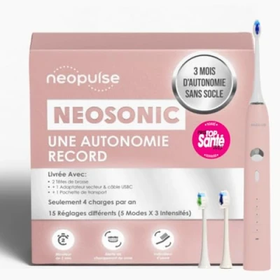 Imagen de NEOPULSE® NEOSONIC® cepillo de dientes eléctrico con tecnología sónica + 2 cabezales Recargable USB C 3 meses duración 15 ajustes Temporizador Compatible NEOKID
