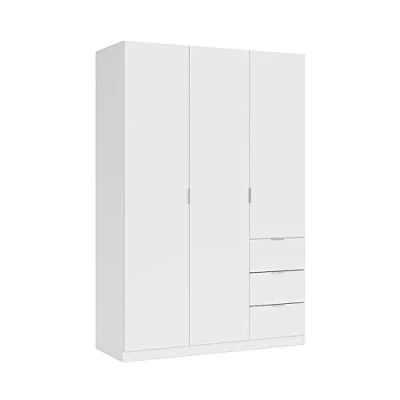 Imagen de Habitdesign Armario Ropero de 3 Puertas y Cajones, Dormitorio, Acabado en Color Blanco, Medidas: 135 cm (Ancho) x 200 (Alto) 52 (Fondo)