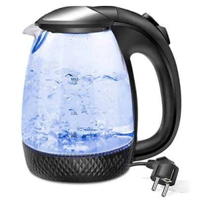 Imagen de EXTRASTAR Hervidor de Agua Eléctrico 1,7 litros, Base 360º, Filtro Antical Desmontable, Vidrio, 2200W Potencia, Negro