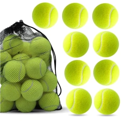Imagen de TK Gruppe Timo Klingler 9 Pelotas de Tenis para competición y Entrenamiento Pelota Amarilla Todas Las Superficies Pista Tierra Batida Pasillo con Red