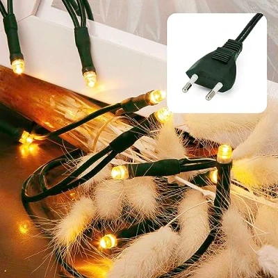Imagen de hellum cadena de luz 35 LED, 5,10m longitud, interior, blanco cálido clásico, 59lm, verde con enchufe, árbol Navidad 579338