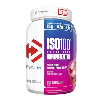 Imagen de Dymatize ISO 100 Hydrolyzed Clear Wid Berry Lollipop 900g Hidrolizado de proteína suero transparente + aislado en polvo