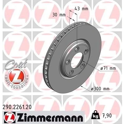 Imagen de ZIMMERMANN COAT Z 290.2261.20 Disco de freno 300 30 5/5 5 108 ventilación interna revestido JAGUAR: S Type