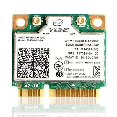 Imagen de Intel Dual Band Wireless MQUPIN 7260.HMW Card AC 7260 Network Adapter + Bluetooth 4.0 Uso para Media Mini PCI 802.11b/a/g/n/AC