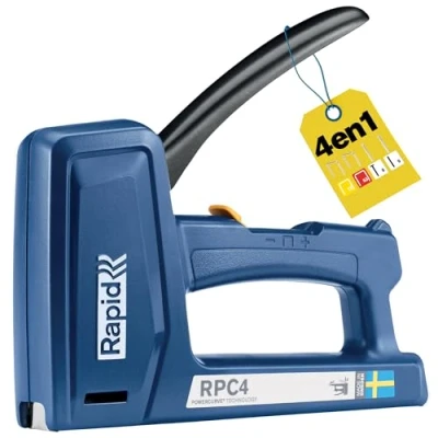 Imagen de Rapid Grapadora Manual para Madera y Tapicería Diseño 4 en 1 Textiles Grapas, Clavos Pins Fabricada Suecia Reducción del Esfuerzo hasta un 50% RPC4