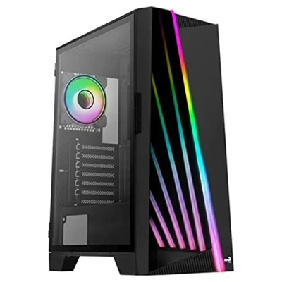 Imagen de Aerocool Mirage ARGB ATX Mid Tower Case, LED Front, Tempered Glass Side Panel, 2x 12cm Fans, Black