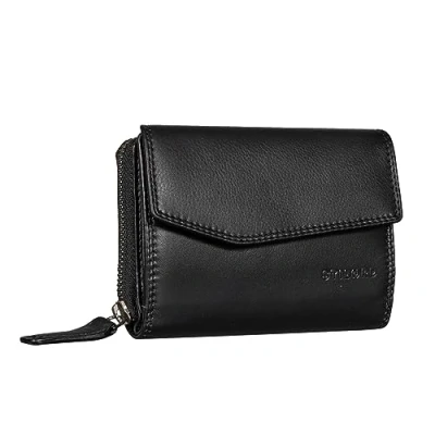 Imagen de STILORD &#039;Lark&#039; Monedero Tarjetero Mujer Billetera Grande Señoras Portamondas Cartera Cuero Genuino, Color:Negro