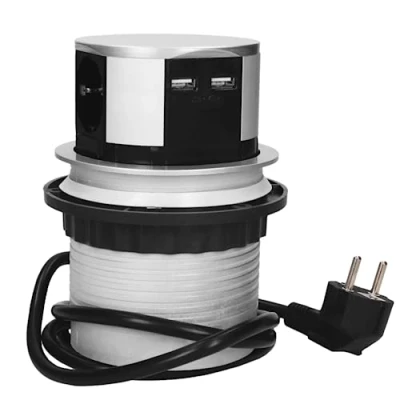 Imagen de Miratic Enchufe Empotrable Ø10cm 3x2P+Z +Tierra Schuko 2X USB y Cabel 1,5m