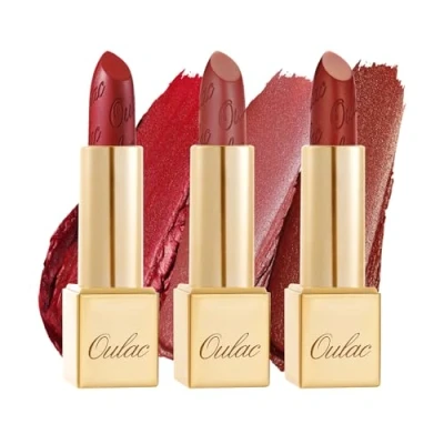 Imagen de OULAC Set de Pintalabios Rojo Brillo Metálico, 3D Larga Duración, Barras Labios Alta Pigmentación y Cobertura Total, Fórmula Cremosa e Hidratante, Vegan 3PCS