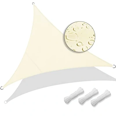 Imagen de VOUNOT Toldo Vela de Sombra Triangular 5x5x5m, Parasol Terraza Protección Rayos UV Impermeable, para Exterior, Jardín, Patio, Beige