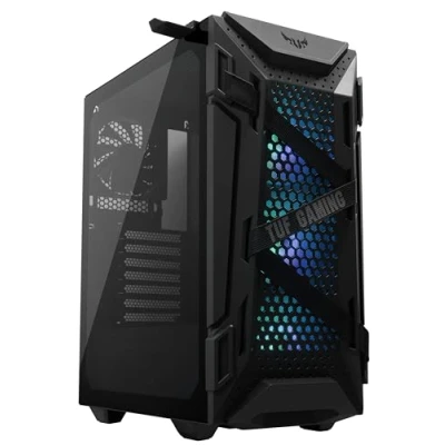 Imagen de ASUS TUF Gaming GT301 Chasis para Ordenador ATX de Media Torre, Lateral Cristal Templado, Frontal con diseño Panal, Ventilador RGB Aura 120 mm, Compatible radiadores 360 mm