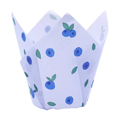 Imagen de 24 Cápsulas de Papel para Cupcakes PME en forma tulipán, Arándanos