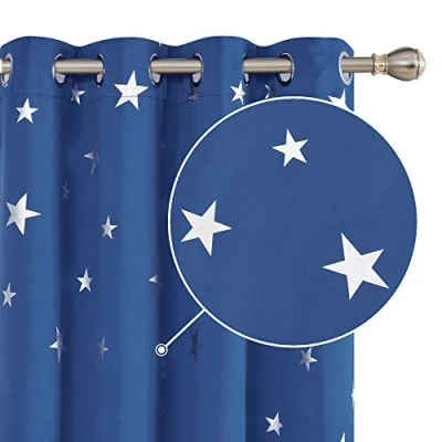 Imagen de Deconovo Cortinas Dormitorio Salón Térmicas Aislantes Decoración Ventanas para Habitacion Moderna con Ojales 2 Piezas 168x138cm Azul Oscuro