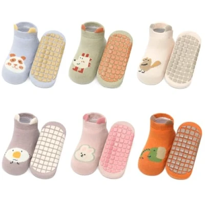 Imagen de Yafane Calcetines Antideslizantes Bebés 6 Pares Tobilleros Niños Niñas Infantiles (FR/ES, Edad, 3 años, 5 Multicolor D)