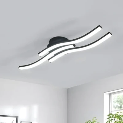 Imagen de Comely Lámpara de Techo LED Moderna, Negro 20W 2050LM 3 Curvo Plafon Techo, Aluminio Luz para Dormitorio, Sala Estar, Pasillo, Blanco Frío 6500K