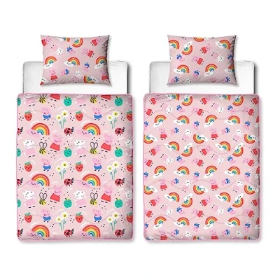 Imagen de Character World Juego de Cama Individual Oficial Peppa Pig, edredón Reversible, Almohada y Funda Almohada, Lavable, Viajes Fiestas Pijamas, 4,5 TOG