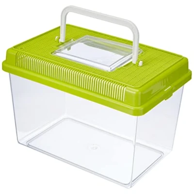 Imagen de Ferplast Acuario de plástico para peces GEO MEDIUM Tanque 2,5 L, terrario insectos y tortugas, Plástico, Rejillas ventilación, Asa el transporte, 23,2 x 15,3 h 16,6 cm Verde