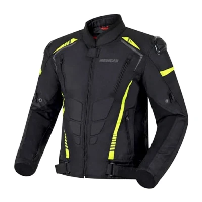 Imagen de OZONE Moto Pulse Chaqueta de Hombre Protectores Codos y Hombros Membrana Impermeable Forro Térmico Extraíble Deslizadores 3 Canales Ventilación