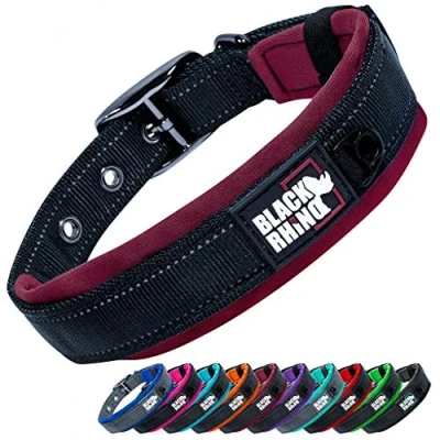 Imagen de Black Rhino The Comfort Collar de perro acolchado neopreno ultra suave para todas las razas. Resistente, ajustable, reflectante y resistente a la intemperie (S, borgoña negro)