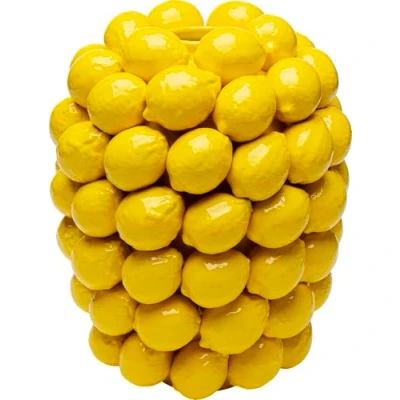 Imagen de Kare Jarrón de diseño, diseño limón, Porcelana, Hecho a Mano, único, 40 cm Alto, Color Amarillo