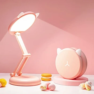 Imagen de One Fire lámpara de escritorio para niños, 9 brillo, Kawaii, niñas, plegable y portátil, 3600 mAh, mesa Kawaii