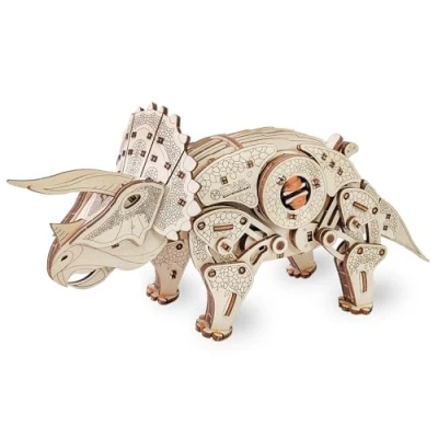 Imagen de EWA Eco Wood Art Triceratops de Dinosaurio mecánico 3D Madera Rompecabezas para Adultos y Adolescentes Montaje sin pegamento 283 Piezas, Color Naturaleza