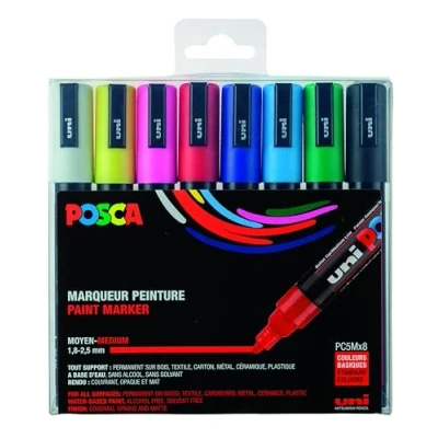 Imagen de Uni Posca Rotulador, 2,5 Mm Línea,PC 5M, 8 Varios, Estándar Colores Colores,
