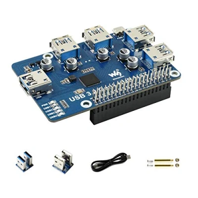 Imagen de IBest USB 3.2 Gen1 HUB Hat Purpose Made for Raspberry Pi 4,Compatible with 3 B+ B 2B Zero W WH,4X Ports,Compatible 3.0/2.0/1.1,Driver Free