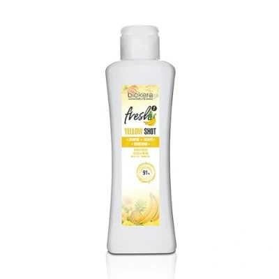 Imagen de SALERM Champú Reparador Yellow Shot Biokera Fresh 300 ml Repara y Protege para un Cabello con Brillo sin Encrespamiento Sulfatos ni Parabenos