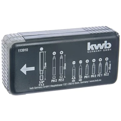 Imagen de KWB estándar Bit dispensador de 9 piezas 113910 (Acero CV, acabado satinado), 0 W, V