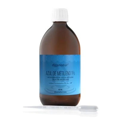 Imagen de Dioxnatur ® Azul de Metileno Solución 1% USP Calidad Farmacéutica 500 ml con Pipeta Marca Española
