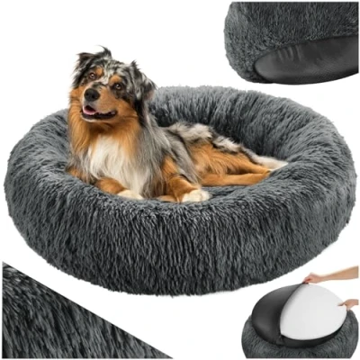 Imagen de TecTake® Cama para Perros Pequeños, Medianos o Grandes, Perro con Acolchado Extragrueso y Borde Elevado, Funda Lavable Base Antideslizante, Cojín de Felpa, Accesorios Perros, Mascotas Ø 80cm