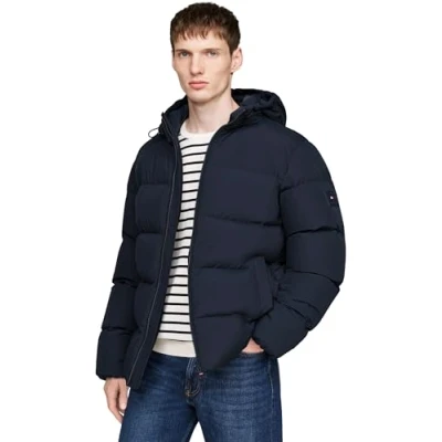 Imagen de Tommy Hilfiger Cazadora Acolchada Hombre Down Hooded Puffer Jacket con Capucha, Azul (Desert Sky), XXL