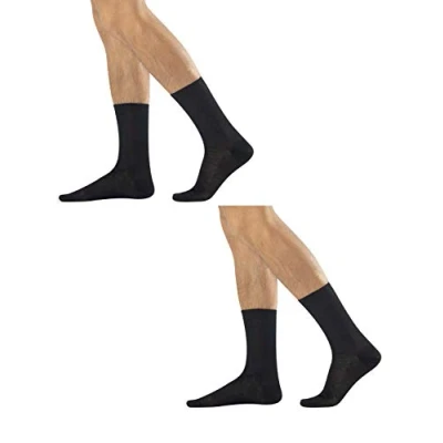 Imagen de Calzitaly PAK 2 Pairs WARM Cotton Plain Calcetines, Hombre, Talla: 43 45, Black