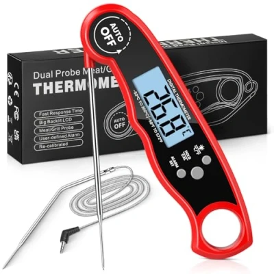 Imagen de maxtachi Termometro Cocina, Doble Sonda Digital Cocina de Lectura Instantánea &amp; Precisa, Alambre, Carne Horno para Carne, BBQ, Horno, Liquidos, Aceite, Regalos