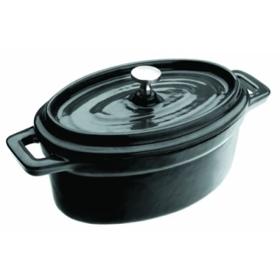 Imagen de IBILI Mini cocotte oval negra 15x10x6 cm, Hierro fundido, Apta para induccion