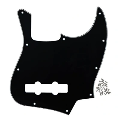 Imagen de FLEOR 10 agujeros JB Bass Pickguard 3 capas Rascar Placa sin truss Rod Notch para bajo de jazz Standard 4 cuerdas, negro