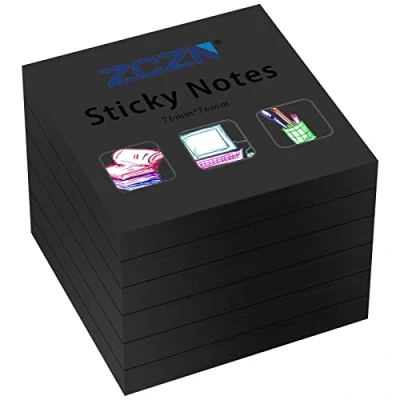 Imagen de ZCZN Notas Adhesivas 76 x mm, 6 Libros de Autoadhesivas, 80 Hojas/Libro, Postis Pequeños Adecuadas para (Negro)