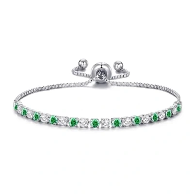 Imagen de Philip Jones Pulsera de tenis verde ajustable bañada en plata creada con cristales Zircondia®