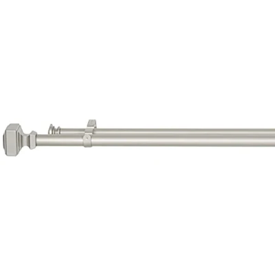 Imagen de Amazon Basics Barra de cortina doble, 2,54 cm, con terminales cuadrados, 183 a 366 Níquel