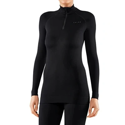 Imagen de FALKE Maximum Warm Round Neck W L/S SH hilo funcional secado rápido termo 1 pieza, Capa de base superior Mujer, Negro (Black 3000), M