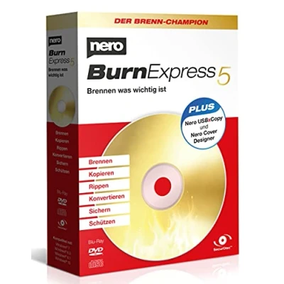 Imagen de Nero Burn Express 5 Grabar Copiar Ripear Convertir Copia de Seguridad Proteger para películas, Fotos, música y Datos 1 PC Windows 11/10 / 8/7