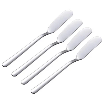 Imagen de VANRA Juego de cuchillos para untar queso Cuchillo mantequilla acero inoxidable 4 piezas pequeño sándwiches Condimento Mermelada Pan Crema Canape Espátula 6.5 pulgadas