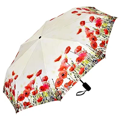 Imagen de VON LILIENFELD Paraguas Bolsillo Amapolas Flor Plegable Ligero Estable Apertura Automático Compacto