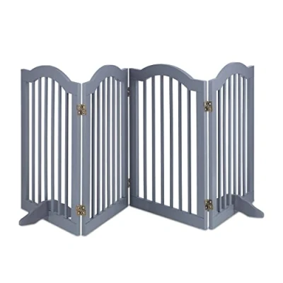 Imagen de Relaxdays Barrera Seguridad Niños, Valla Bebés, Perros, Sin Taladrar, 4 Paneles, 70x205,5 cm, con Patas, Plegable, Gris, Tablero de Fibras