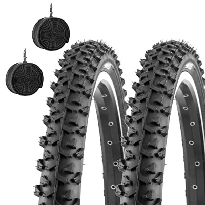 Imagen de 2 neumáticos de 26 x 2,10 (54 559) + cámaras aire con tacos para bicicleta montaña