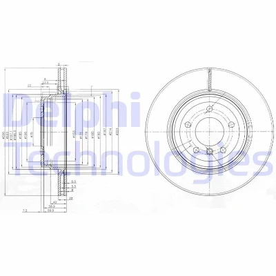 Imagen de DELPHI BG3961 Disco de freno 336 22 5 ventilado aceitado sin procesar cojinete rueda, anillo sensor ABS BMW: 3 Berlina, Coupé, Touring